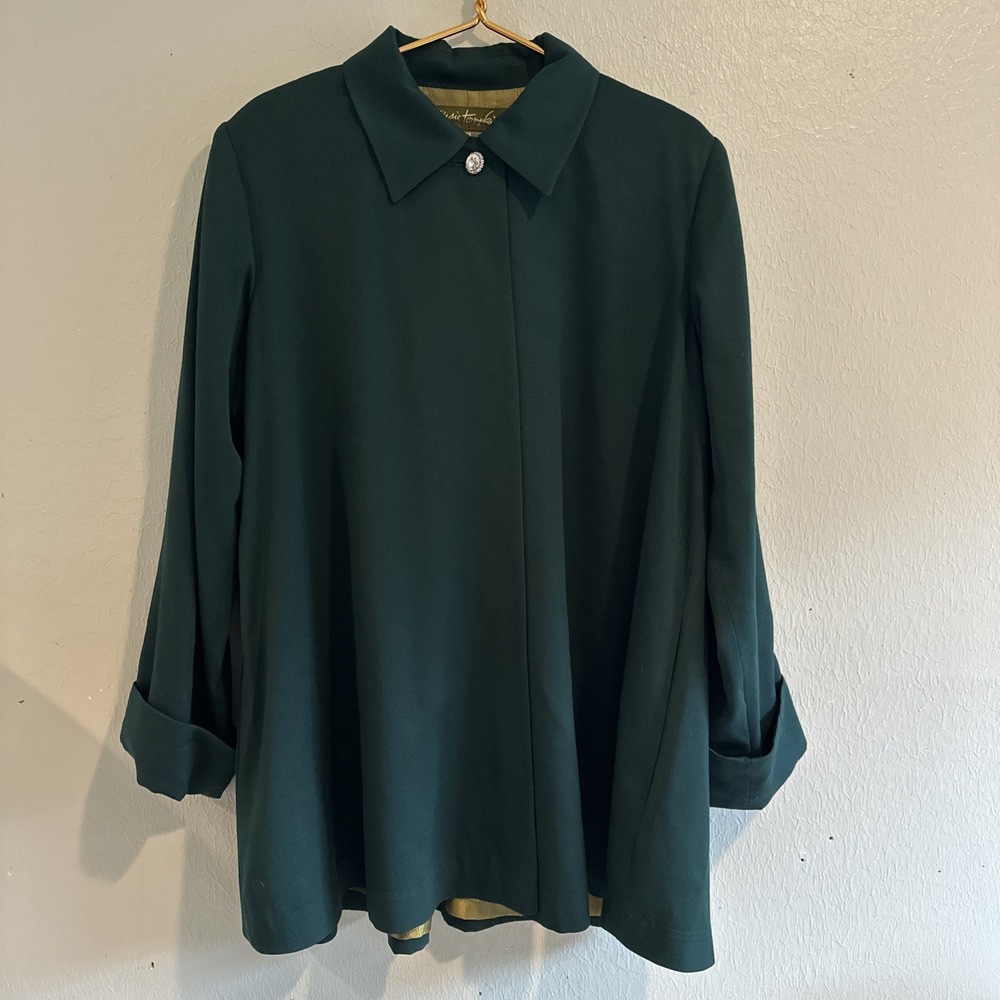 Vintage Susie Tompkins Esprit 90s Y2K Green Cape Jacket Coat Wool Fancy Sz 10